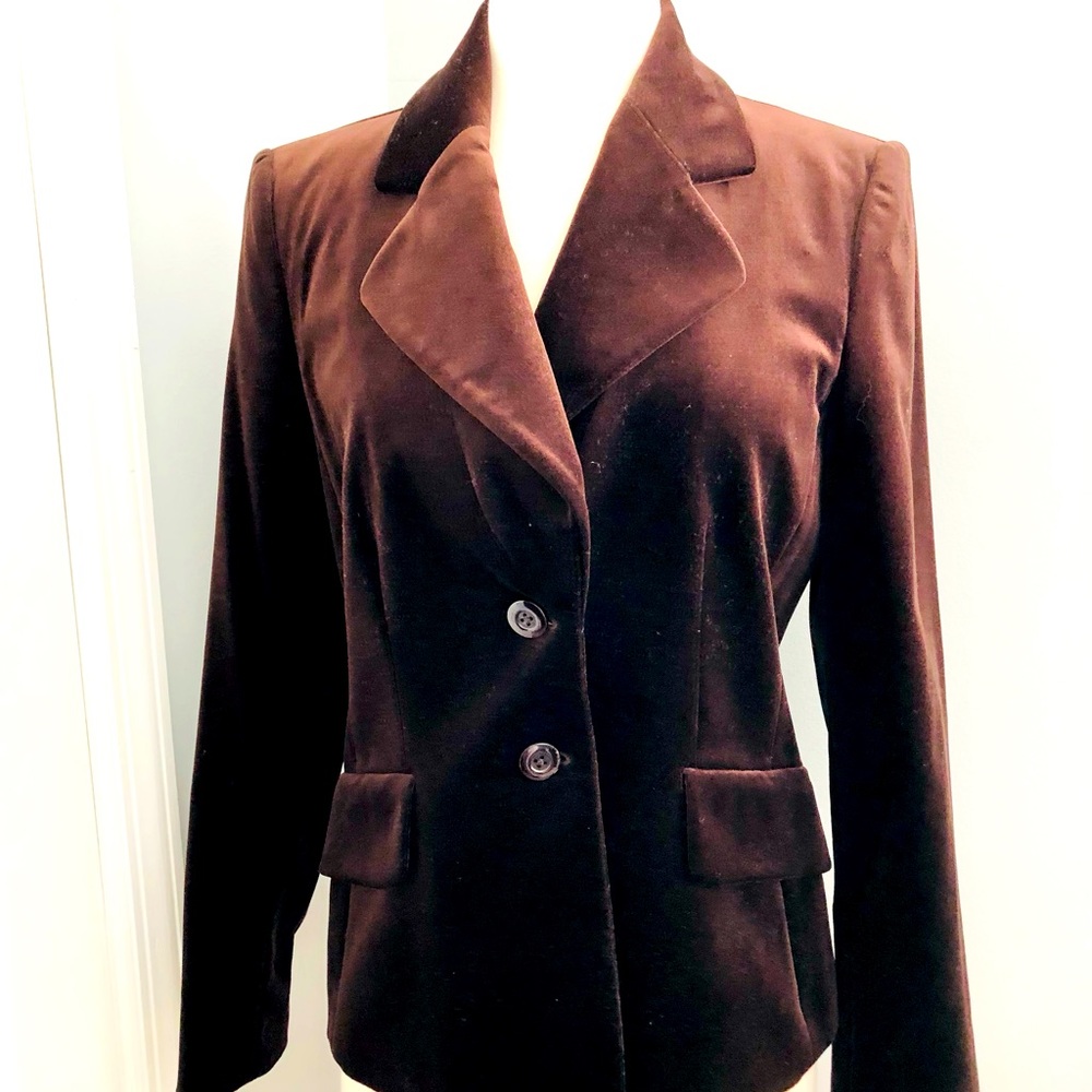 ELLEN TRACY chocolate brown velvet blazer